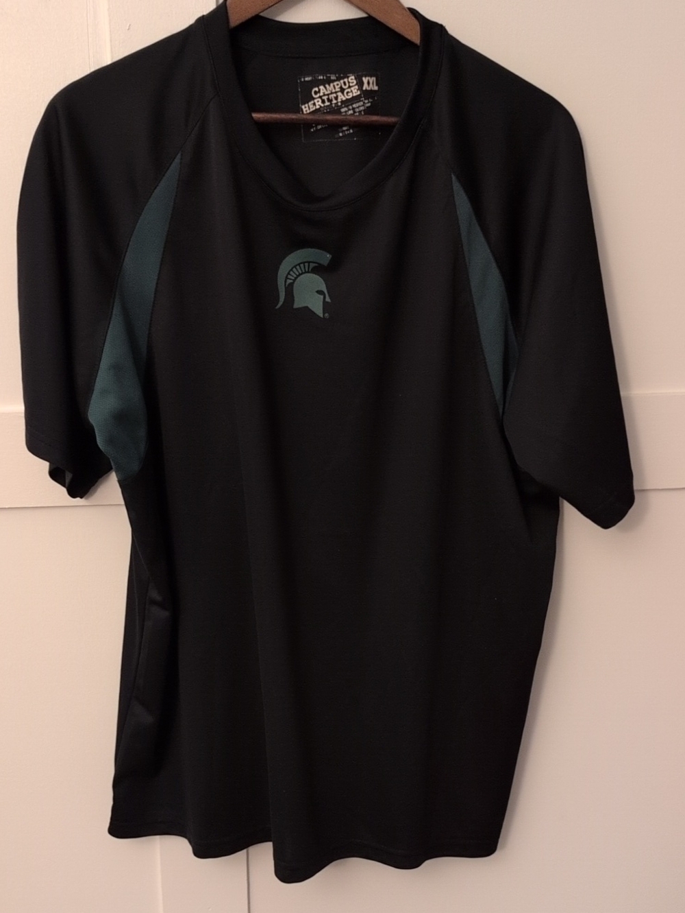 Campus Heritage Men’s Black Rash Guard with Dark Green Panels